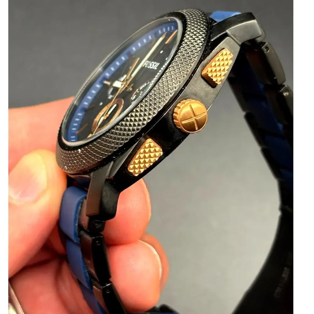 Fossil Machine FS5164 Chronograph Black Blue 45mm Men’s Watch